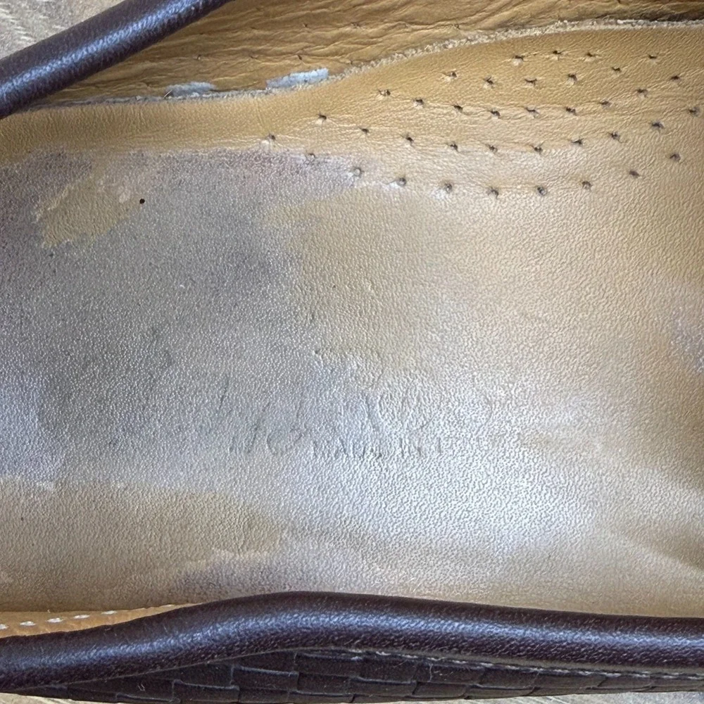 Genuine Leather Horse Bit Mens‎ Loafers 8 EU 41 Dark Brown Weave Moc Toe Dress